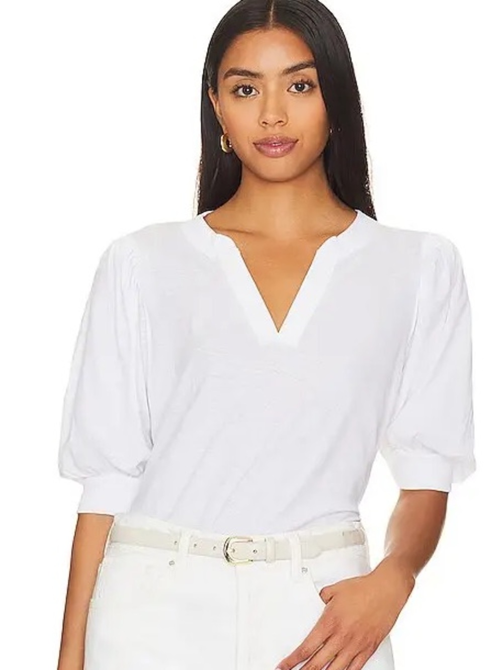 Nation LTD Lou Peasant Puff Sleeve Top in White, Size Large